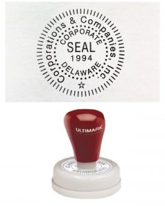 Ink Stamp with corporate seal impression.